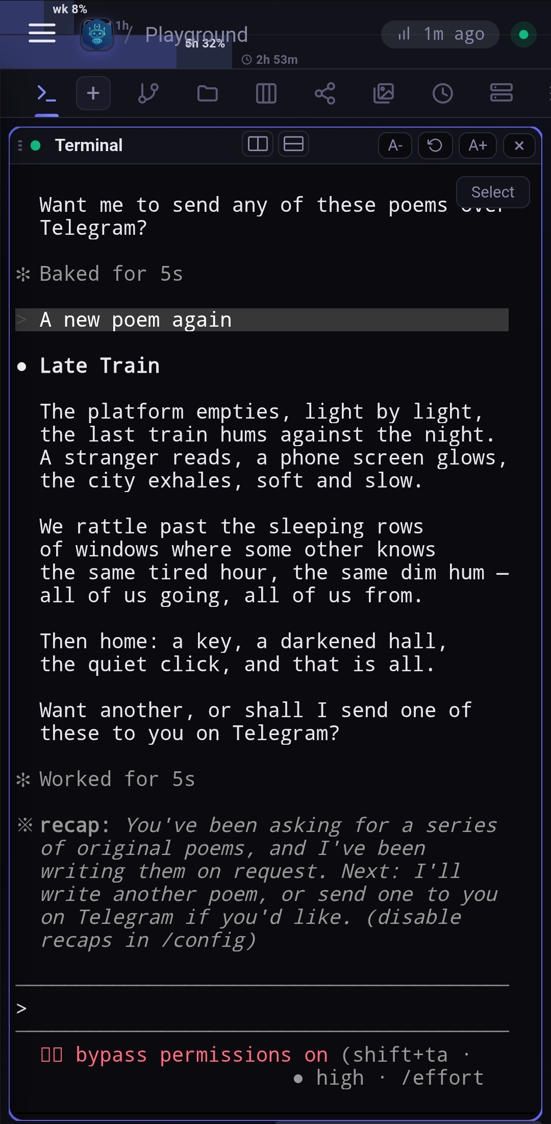 Crundi terminal on mobile